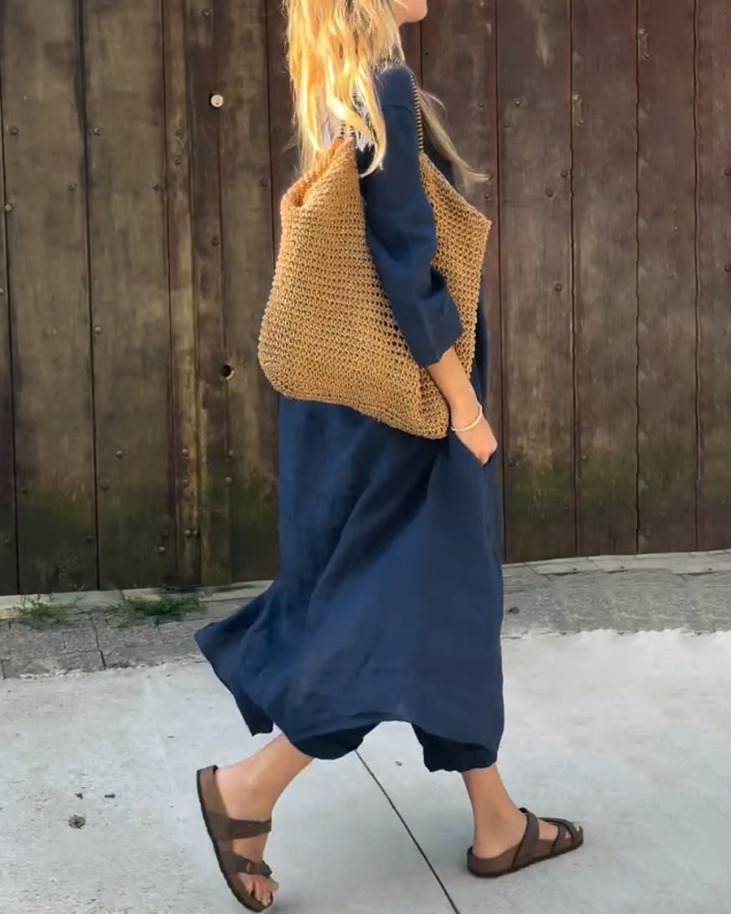 Kristiane | Kvinde Afslappet Pasform Linned To-Delt Sæt