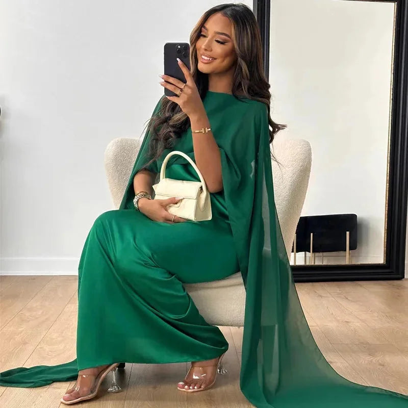 Freya | Kvinders Bryllupsgæst Cape Maxi Kjole