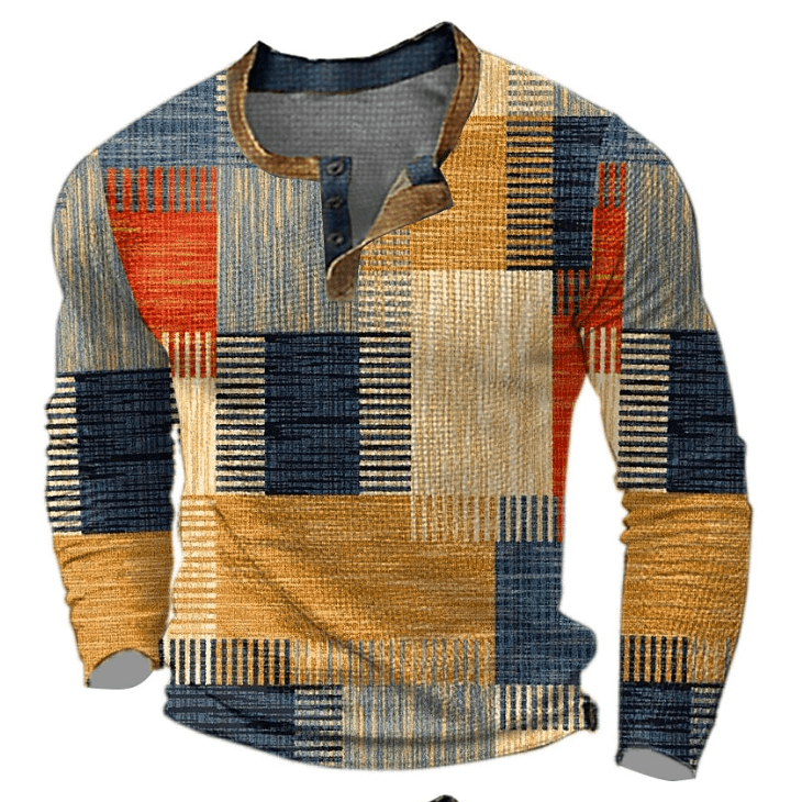 Norbert | Herre Vinter Patchwork Strik Henley Top