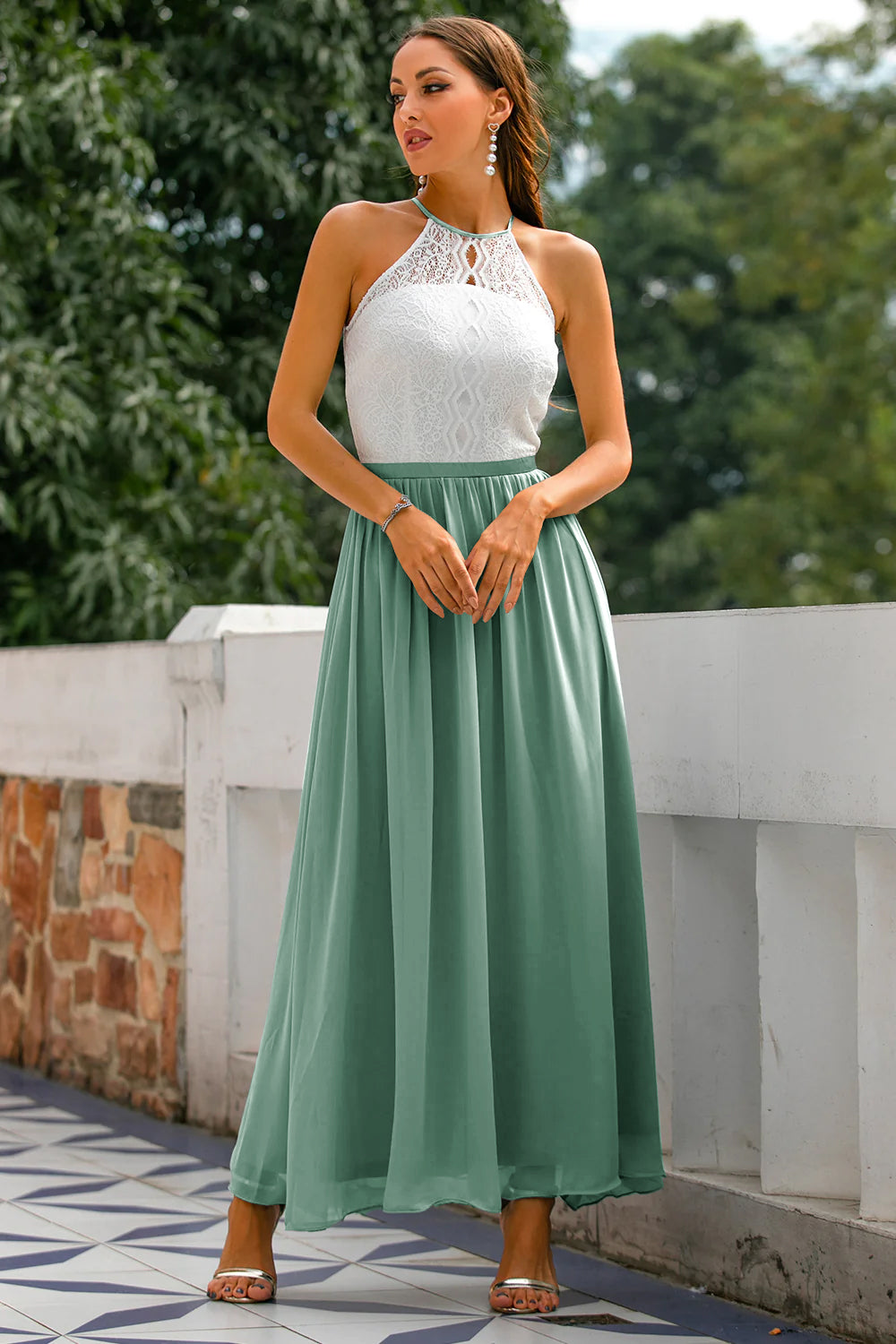 Isolde | Kvinders Bryllupsgæst Halter Maxi Kjole